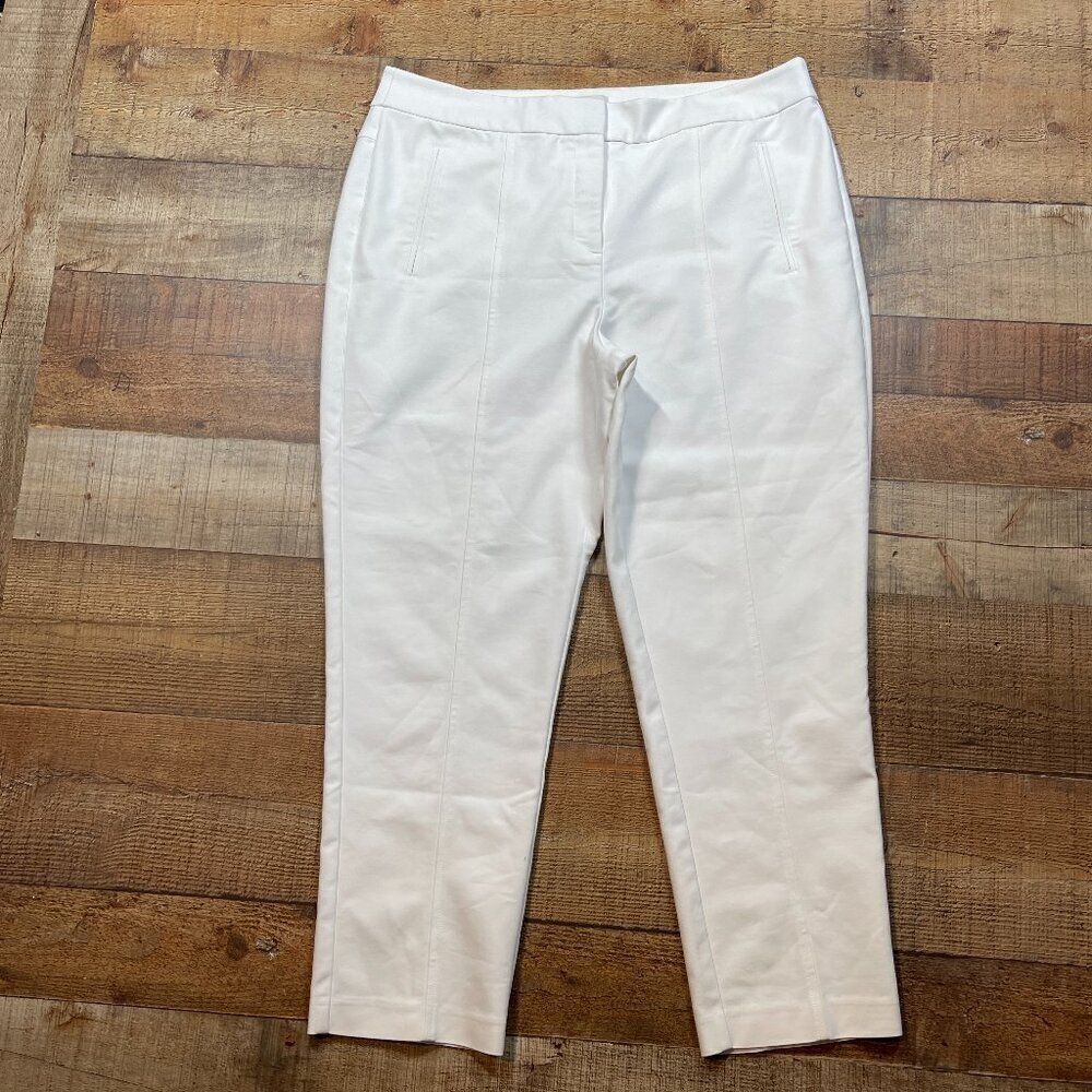Chico's So Slimming White Lined Ankle Pants size Large (Chico's 2)